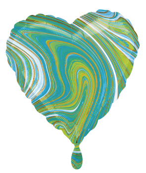 Folienballon - Herz Marblez Grün - ø 43cm